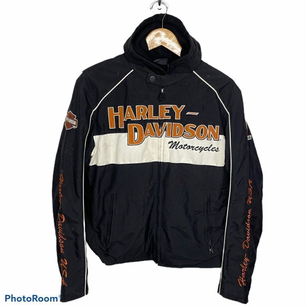 Harley-Davidson 2-in-1 Nylon Motorcycle Riding Coat Jacket Shield Biker L Large